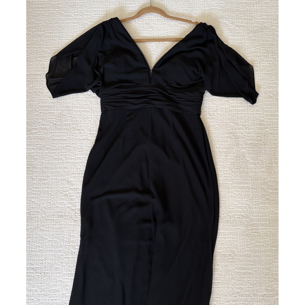 Bariano‎ Australia Black Corinne V-Neck Drape Sleeve Full Length Gown Size XL - Picture 11 of 16
